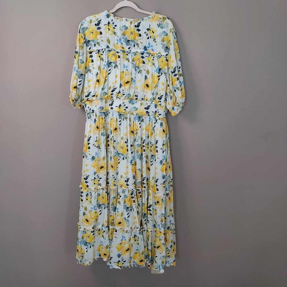 Jessakae Collection Queen’s  Croquet Yellow Floral Maxi Dress Size 3XL. NWOT - Picture 3 of 16